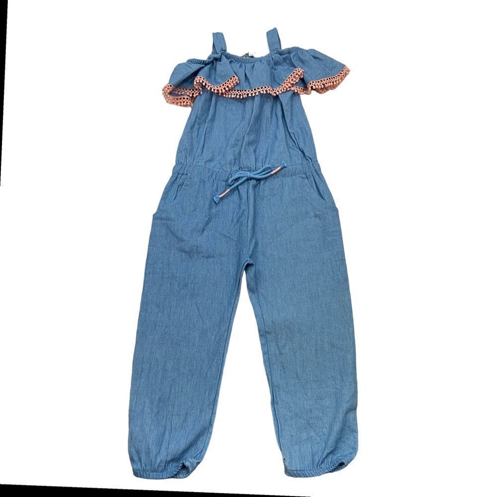 New With Tags Jessica Simpson Brand Chambray Off the‎ Shoulder Jumpsuit 3T